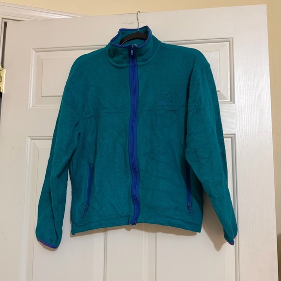 Vintage LL Bean Womens Teal Aqua Full Zip Fleece Jacket Small Medium S M - Picture 6 of 12